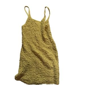 Free People Textured Mini Dress in Mustard Yellow